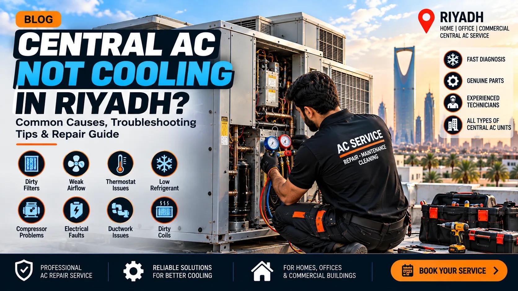 Central AC not cooling repair service in Riyadh
