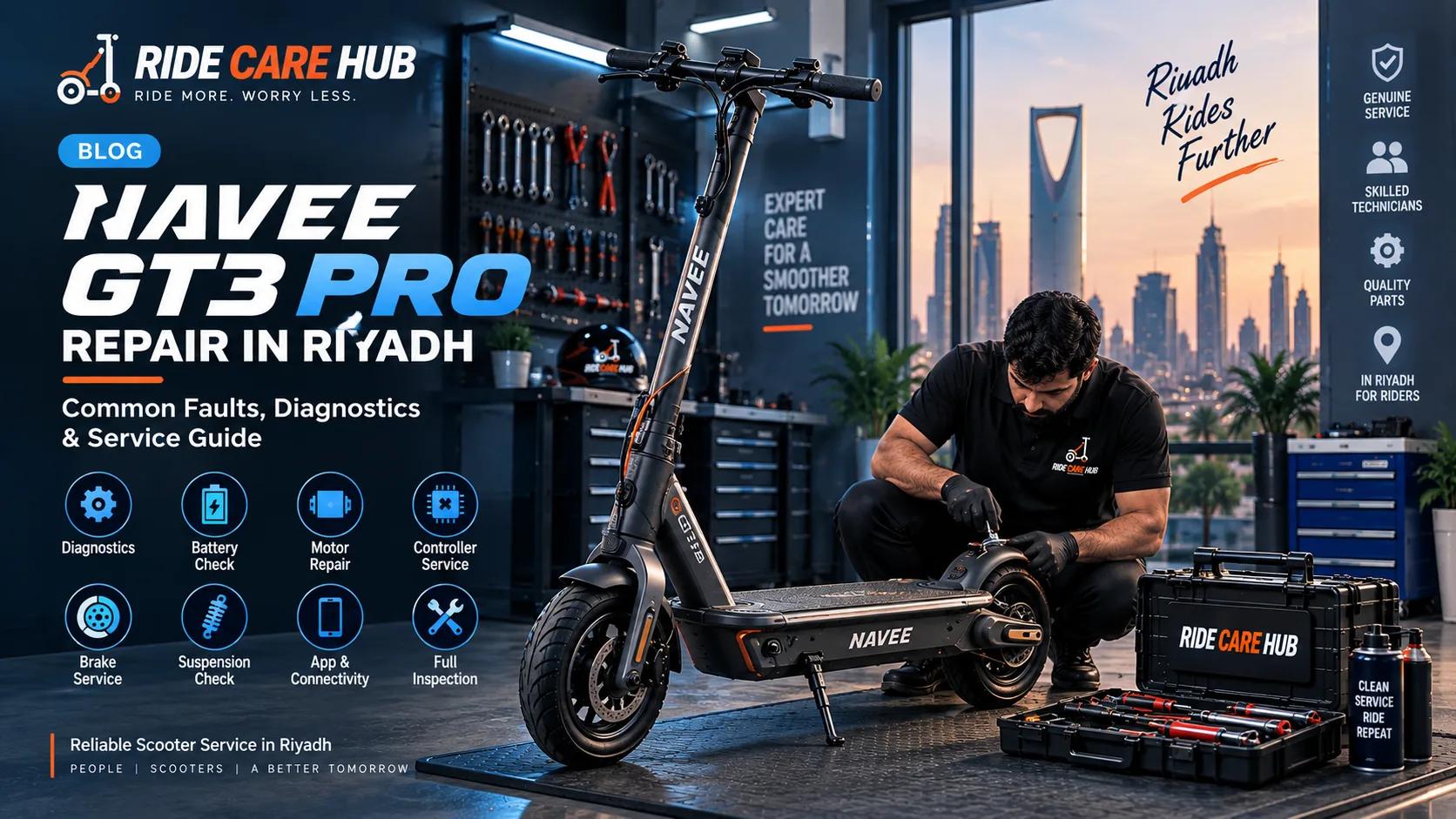 NAVEE GT3 Pro electric scooter repair service in Riyadh by Ride Care Hub